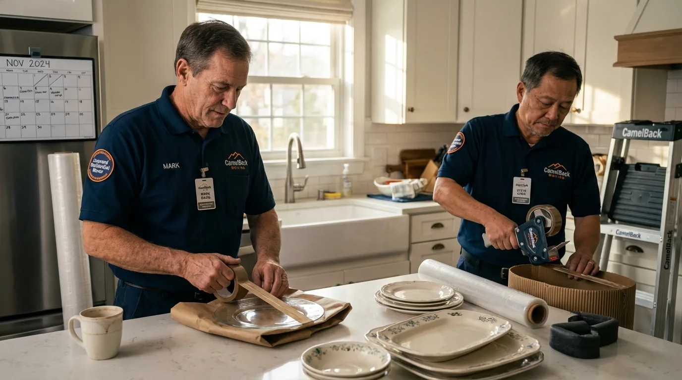 Professional crew packing kitchen dishware in Mariposa, CA
